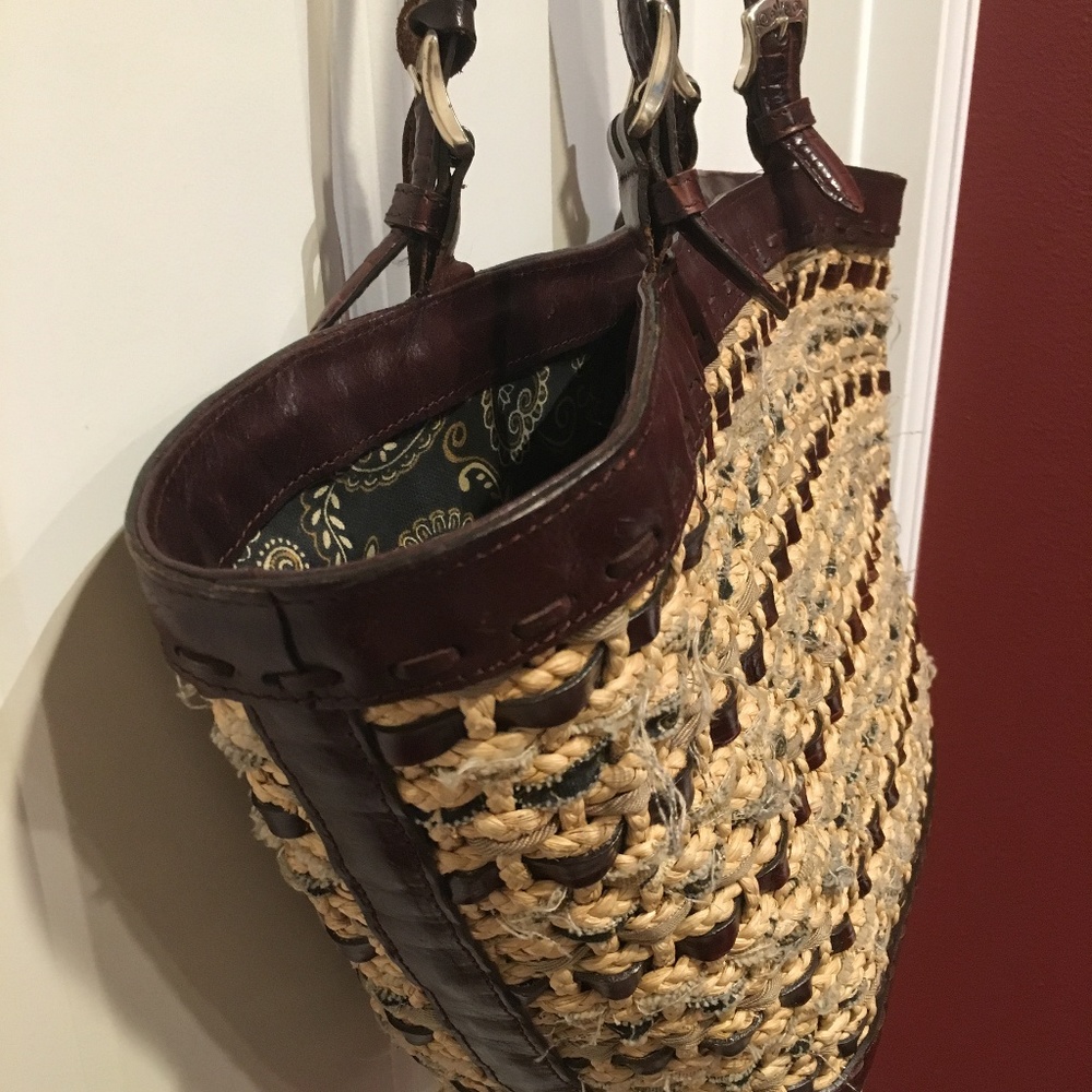 Brighton straw/fabric/leather woven shoulder bag! - Picture 4 of 8